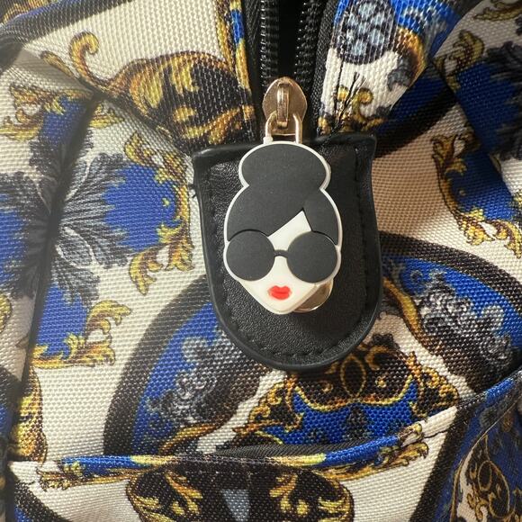 Alice + Olivia Small Duffle Bag with Detachable Strap Blue Gold - Picture 7 of 9